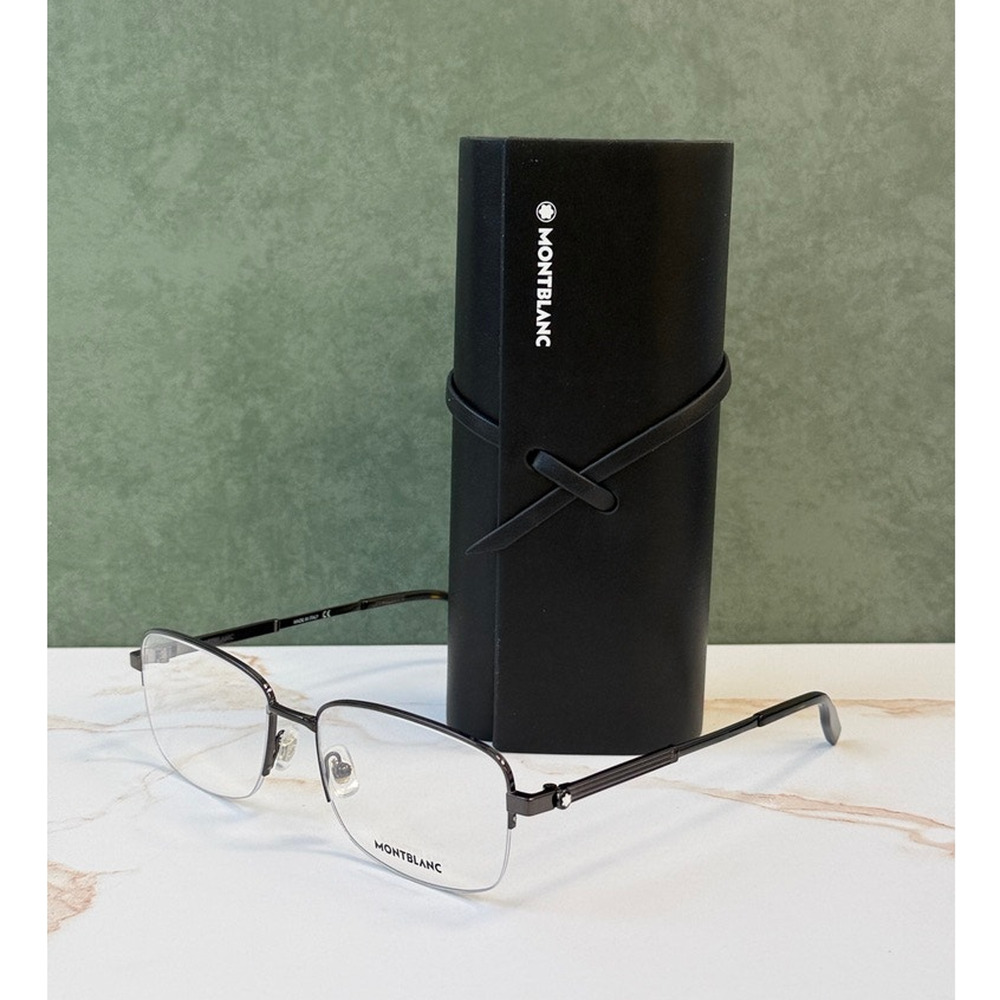 NEW Mont Blanc MB0028O Ruthenium Half Rim Eyeglasses Frames